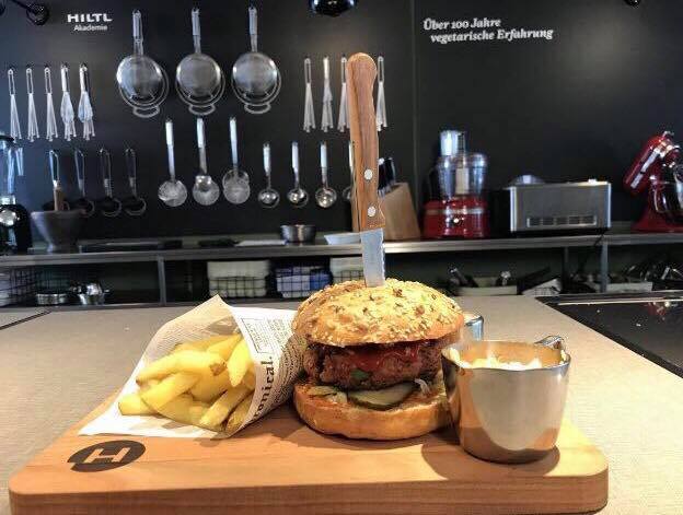 Buhler_Group's tweet photo. Today we're filming how to make tasty, protein rich vegetarian burgers 🍔 made with extruded texturized vegetable proteins at the @hiltl restaurant in Zurich. Movie coming soon... https://t.co/ePvX1wPL4T
