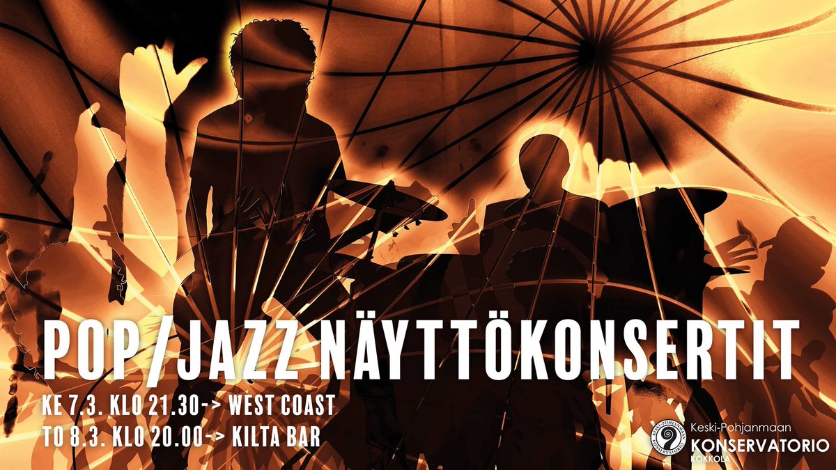 kpkonsa's tweet photo. Tänään pop/jazz näyttökonsertit 21.30 alkaen West Coast Barissa. Kolme yhtyettä, vapaa pääsy! #kpkonsa #kokkola  #westcoast #pop #rock #rnb https://t.co/kjPVebC45I