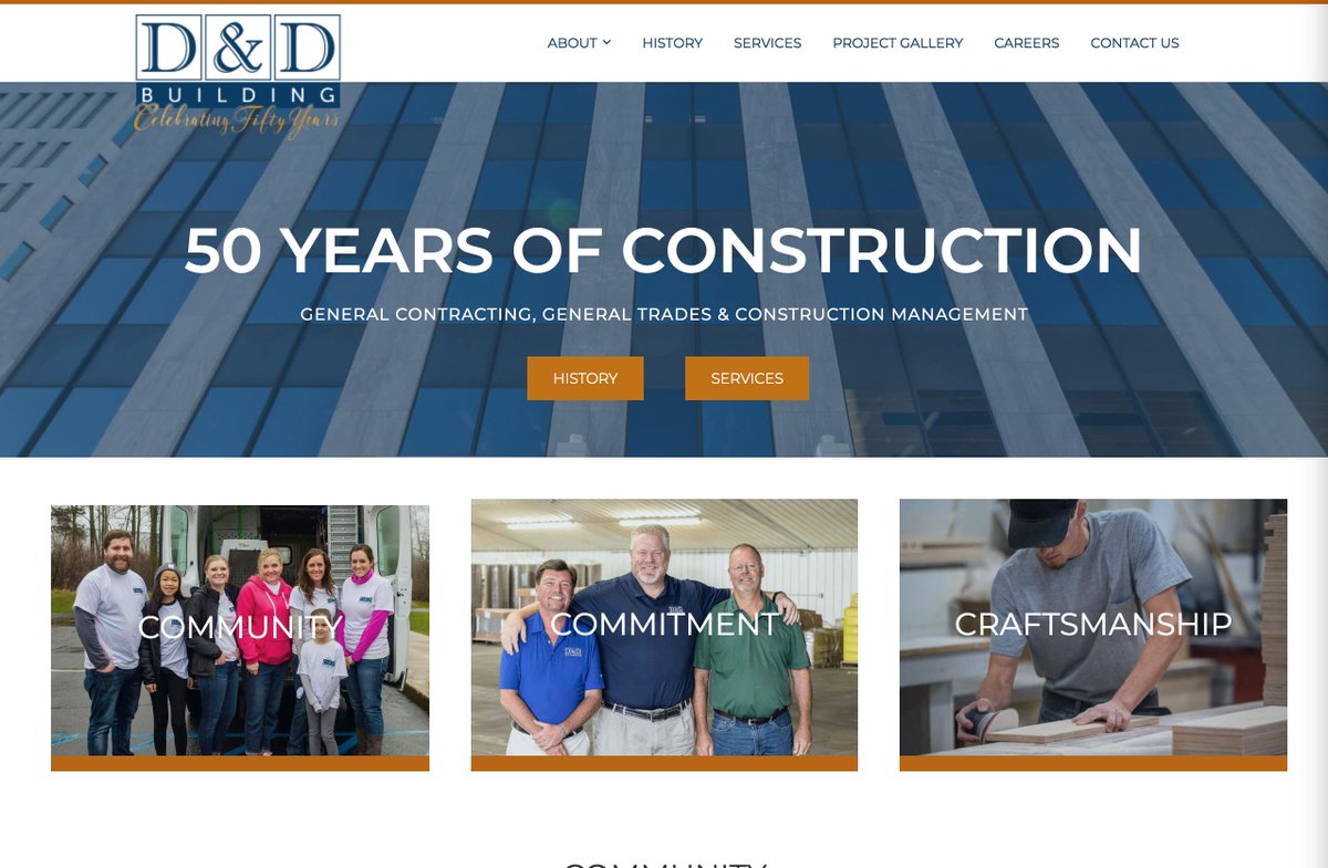 We recently updated our company website to reflect the core values that D&amp;D Building has proudly represented for over 50 years.

Community. Commitment. Craftsmanship.

dndbuilding.com