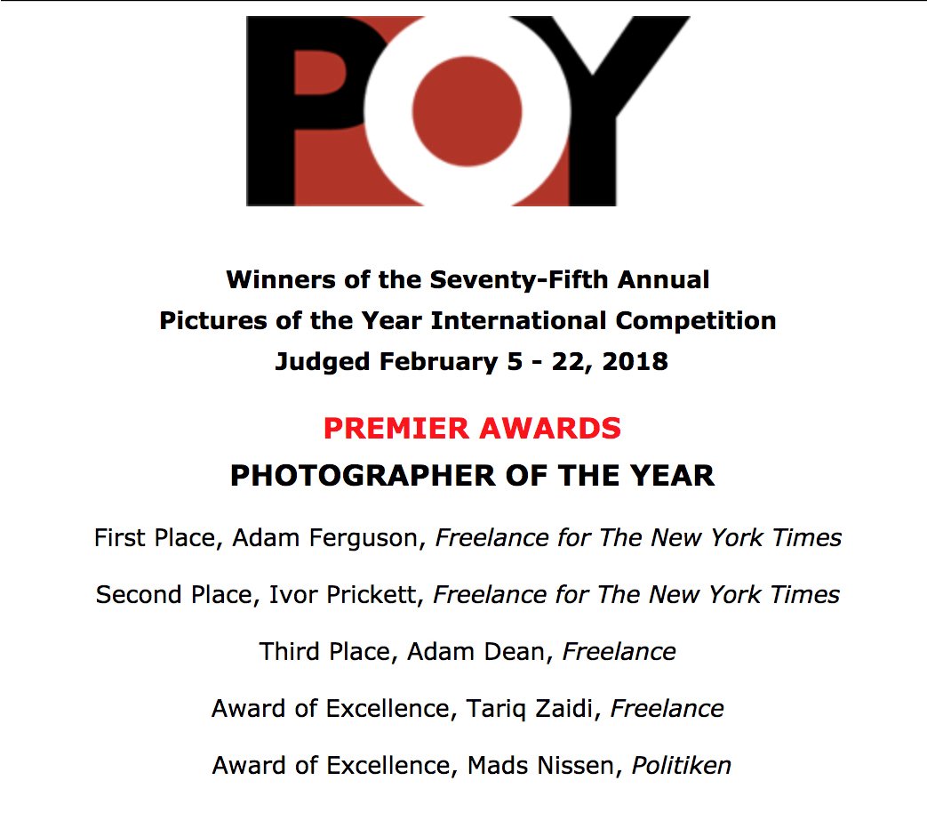 tariqzaidiphoto's tweet photo. Humbled & very honoured to be awarded one of the top Premier Awards in #POY75 "Photographer of the Year" Award of Excellence @PicoftheYear .Link to my work from North Korea, Congo & Brazil here: https://t.co/FBlcF8ZfIQ https://t.co/nb6aYvFssO