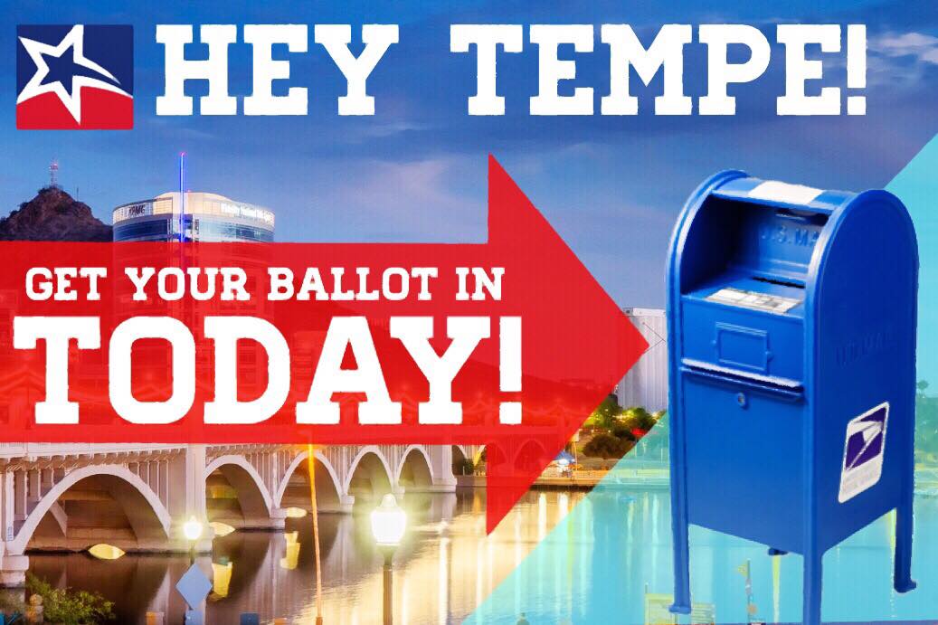 MaricopaDems's tweet photo. . #Tempe! You are up next! Mail those ballots back TODAY!

Want to #vote in person? Want to check on the status of your mailed in ballot? Find out here:

https://t.co/5QFFSrJ9H6 https://t.co/1nuzxPa9FQ