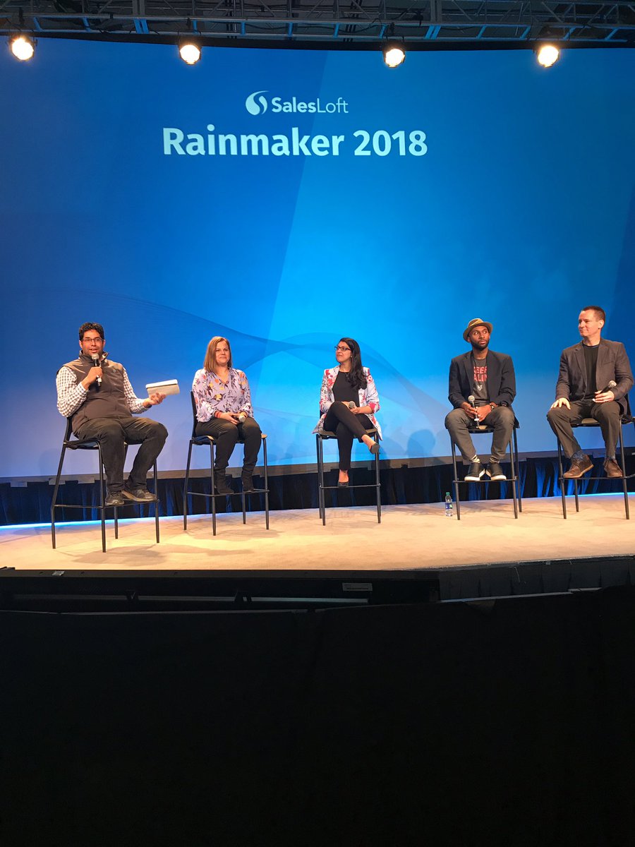 AngelaKirkland's tweet photo. Rock star panel tackling diversity and inclusivity in sales organizations. You guys are an inspiration! #Rainmaker18 https://t.co/EFY0tbydFq
