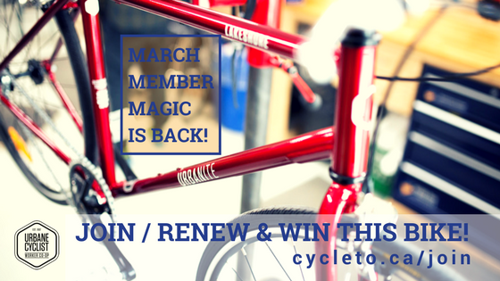 CycleToronto's tweet photo. Want to get back on your bike this spring? Join or renew your membership this month &amp; you’ll enter the draw to win an Urbanite Lakeshore bike from @urbanecyclist https://t.co/xg55kN6b2T  #biketo #bikingToronto #TrySomethingTuesday https://t.co/t2YMTzFBeJ