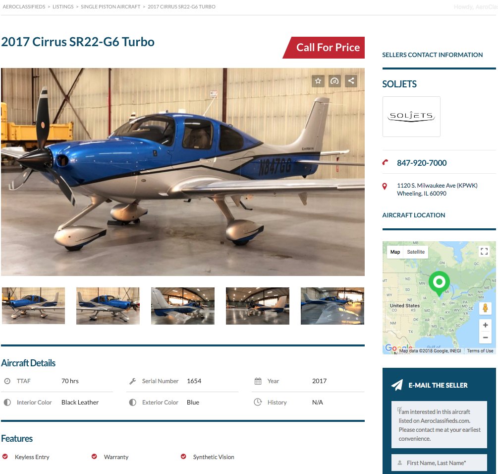 AeroClassifieds's tweet photo. 2017 Cirrus SR22-G6 Turbo Just listed for sale @SOLJETS | Advertised on https://t.co/9z2RYEQfew. Keyless Entry | Warranty | Synthetic Vision -FULL SPEC HERE https://t.co/H9ayGsFjgh
#bizav #cirrus #planes #pilot #flying #aopa #nbaa #generalaviation #SR22 #selffly #highend #luxury https://t.co/qVuO29792P