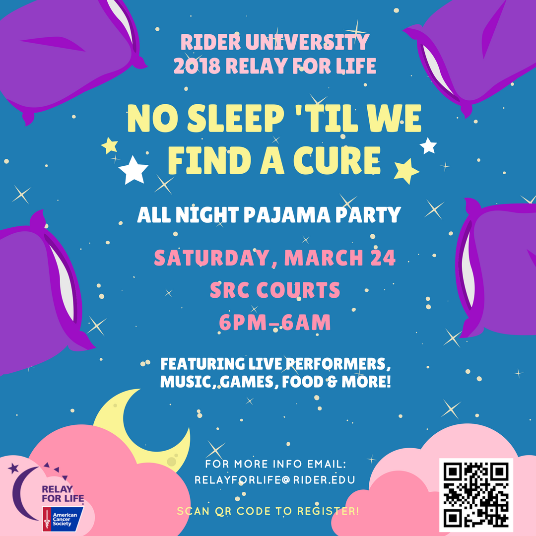 RiderURelay's tweet photo. We're less than 20 days away from Rider University's 2018 Relay For Life! Make sure you sign-up NOW as you don't want to miss all the NEW games, live performers, food, music &amp; more! https://t.co/KHOiDjc6T0 https://t.co/MoC5IgNgeT