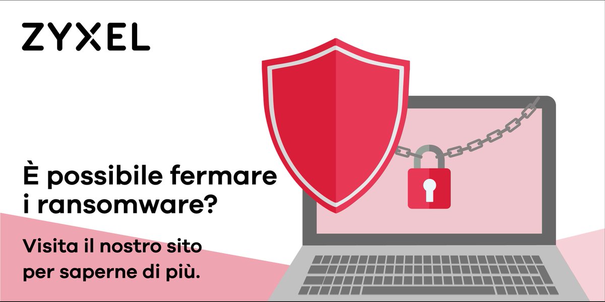 ZyXELItalia's tweet photo. Zyxel lancia oggi la pagina dedicata ai Ransomware: contenuti utili per prevenire e combattere gli attacchi, e soprattutto per difendere i dati. Scarica le guide, esegui il test di sicurezza e contattaci per una consulenza gratuita. Visita ora https://t.co/M3Qpxsmakn https://t.co/1lLtgniAza