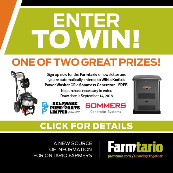 Sign up for our new Farmtario daily email newsletter to get Ontario, Canadian and global agriculture news at 7 am each morning. Plus you can win one of two great prizes! farmtario.com/2018contest/ #ontag #cdnag