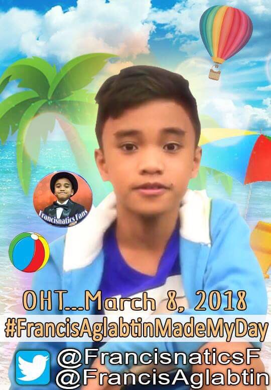 LeroyDemiao's tweet photo. Our ht for today March 8, 2018 tagline - FrancisA #FrancisAglabtinMadeMyDay https://t.co/A6AhE70i0Q