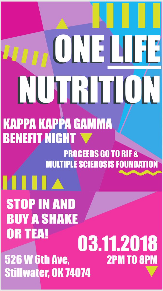 okstateKKG's tweet photo. Grab a friend and bring them to One Life Nutrition THIS SUNDAY from 2PM-8PM !! Proceeds go to BOTH philanthropies that we are so thankful to be apart of!!✨ https://t.co/dvpboyVSrt