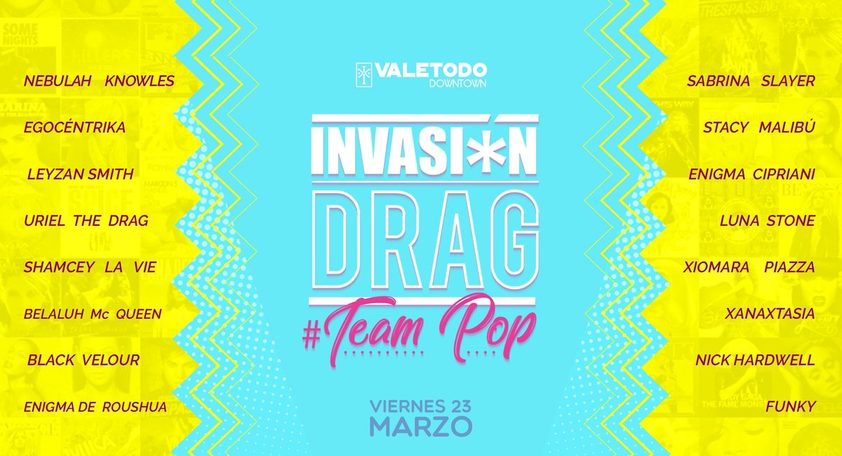 ValeTodoDT's tweet photo. Este 23 de marzo, tendremos a 8 drags invitadas y nuestras 8 #QueensVT! 16 artistas en total durante la noche de #InvasiónDrag ;)

#SomasVala https://t.co/NJGEtHQROG