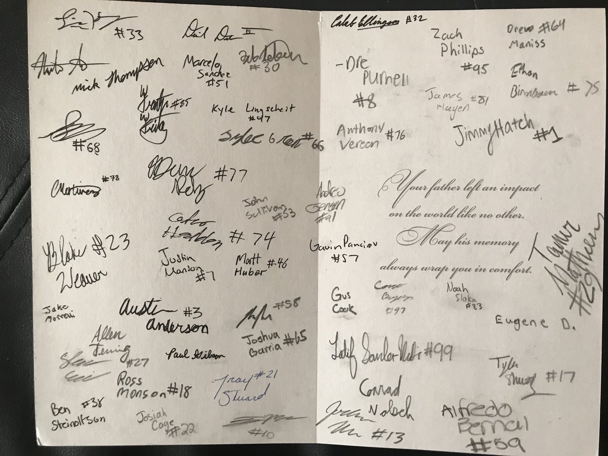 Big shout out to the <a href="/UJamestownFB/">UJamestown Football</a> team for giving me this card signed by the team thinking about me in the loss of my dad!  <a href="/Ellingson_32/">A$AP Boom (C.A.L.)</a> <a href="/JimmieAthletics/">Jimmie Athletics</a>