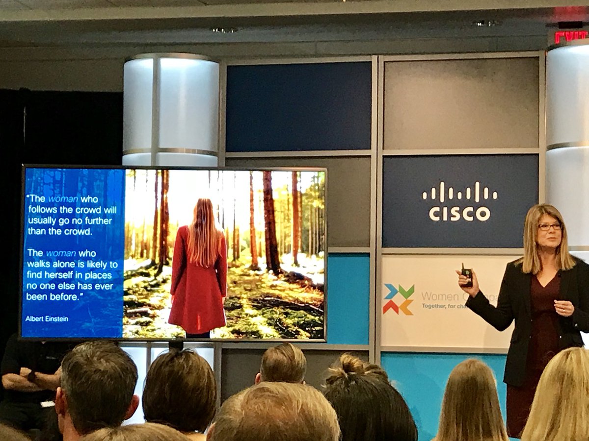 Powerful quote from <a href="/allygleeson/">Alison Marie Gleeson</a> “The women who follows the crowd will usually go no further than the crowd. The women who walks alone is likely to find herself in places no one else has ever been before.” #WeAreCisco #WOI2018