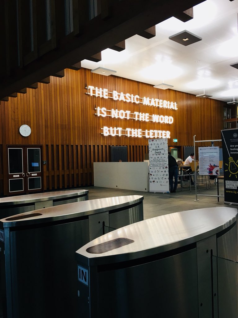 My PhD supervisors who bend over backwards to help me succeed are losing their pensions but thank god we have this massive phrase written in lights on the <a href="/EdinburghUni/">The University of Edinburgh</a> library wall #phew #priorities #UCUstrikes
