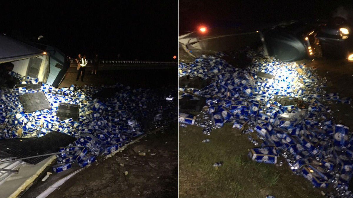 Truck driver spills 60,000 pounds of beer on Florida highway bit.ly/2Frb1nK