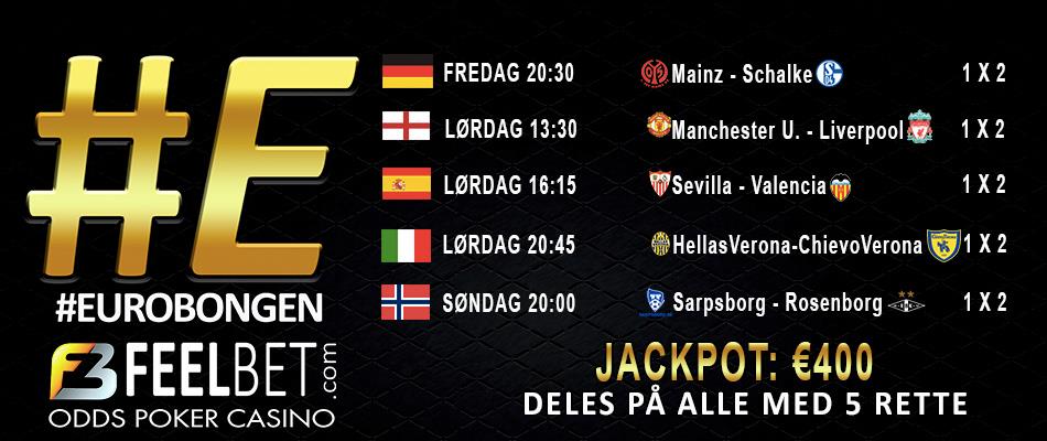 #eurobongen   

🗓️ 9-11 mars.  
⚽️ 5 land - 5 kamper.  
❗️Tipp og RT for å være med.  
⏰ Frist innen første kamp starter. Hvis ingen klarer 5 rette, økes jackpotten til neste gang. Lykke til 👍