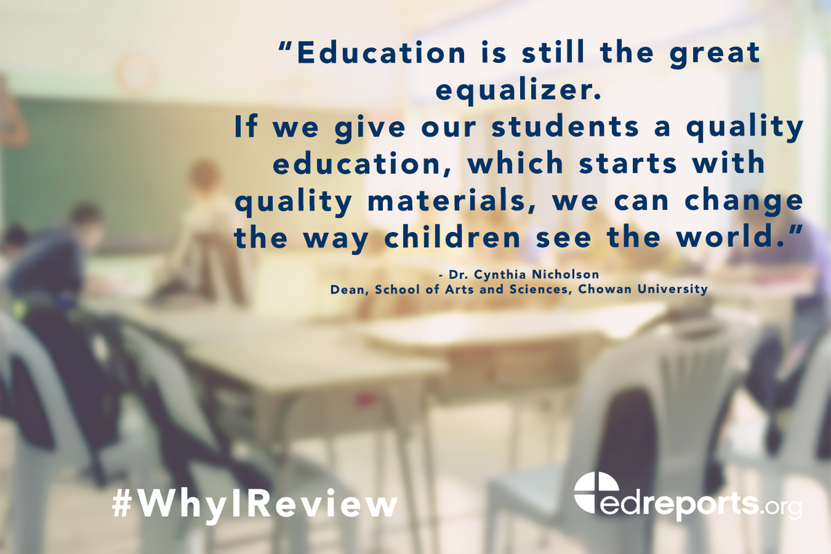 EdReports's tweet photo. Why do you review for https://t.co/Aeo6TC9faJ? For Cynthia Nicholson, it's all about equity. #WhyIReview #EdReportsNetwork #EdReportsReviewer #MaterialsMatter #edequity #edchat https://t.co/ORLhfTJ5YK