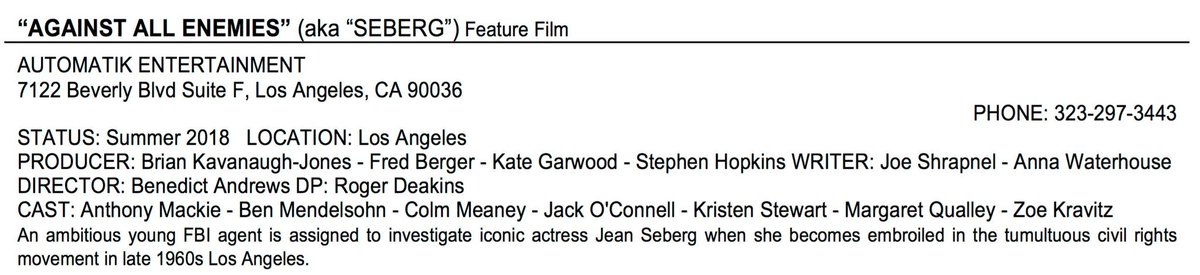 KristenSWorldF's tweet photo. Nuevo proyecto para #KristenStewart! 😍 No sabemos si es oficial pero se viene #AgainstAllEnemies junto a #zoekravitz y #Jackoconnel! Esperemos sea cierto, el look actual de #Kristen es bastante parecido al de #JeanSeberg https://t.co/8guQAu8K8h