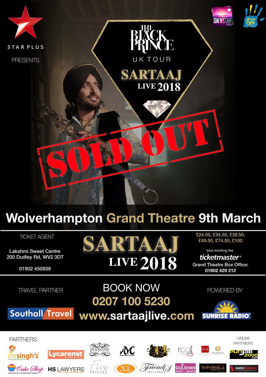 Punjab2000music's tweet photo. .@SufiSartaaj concert at @WolvesGrand #Wolverhampton is now #SOLDOUT 🎼🎤 Next stop @ssearena #Wembley on 11th March #Mothersday hosted by @Anushka_Arora Book your tickets NOW at: https://t.co/EwlWi0pFed #sartaajlive2018 https://t.co/qdyTX8qq1k