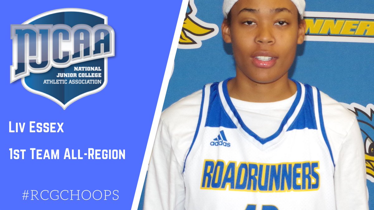 RCRoadrunners's tweet photo. Congrats to #RCGCHoops sophomore Liv Essex on being named 1st Team All-Region XIX. Essex averaged 15.4 ppg, 11.1 rpg, and was 5th in the NJCAA in total blocks this season for the 24-3 Roadrunners. @RowanCollege #GoldenGirls https://t.co/qlSDdui33R