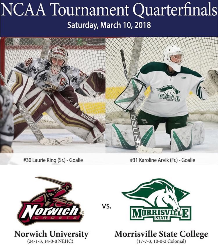 norwich_whockey's tweet photo. #Repost @norwichcadets
・・・
3️⃣ days until @norwich_whockey faces @morrisvillestateathletics in the NCAA Division III Tournament Quarterfinals! Here’s a sneak peak at the cover of the program for Saturday’s game! #d3hky https://t.co/kMEzUmEkUE