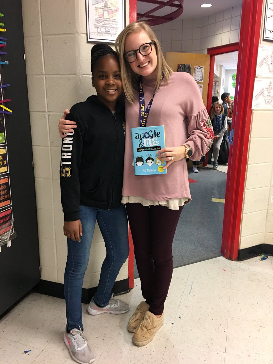MrsJonesLES5's tweet photo. I had mentioned to the class one day that I needed to buy this book to read to them since we already read “Wonder” together. Then this sweet girl showed up this week with the book as a present for me. We both shed a few thankful tears! #learningtolead @TCBOE @TCBOE_LES https://t.co/CUjVlvAWzz
