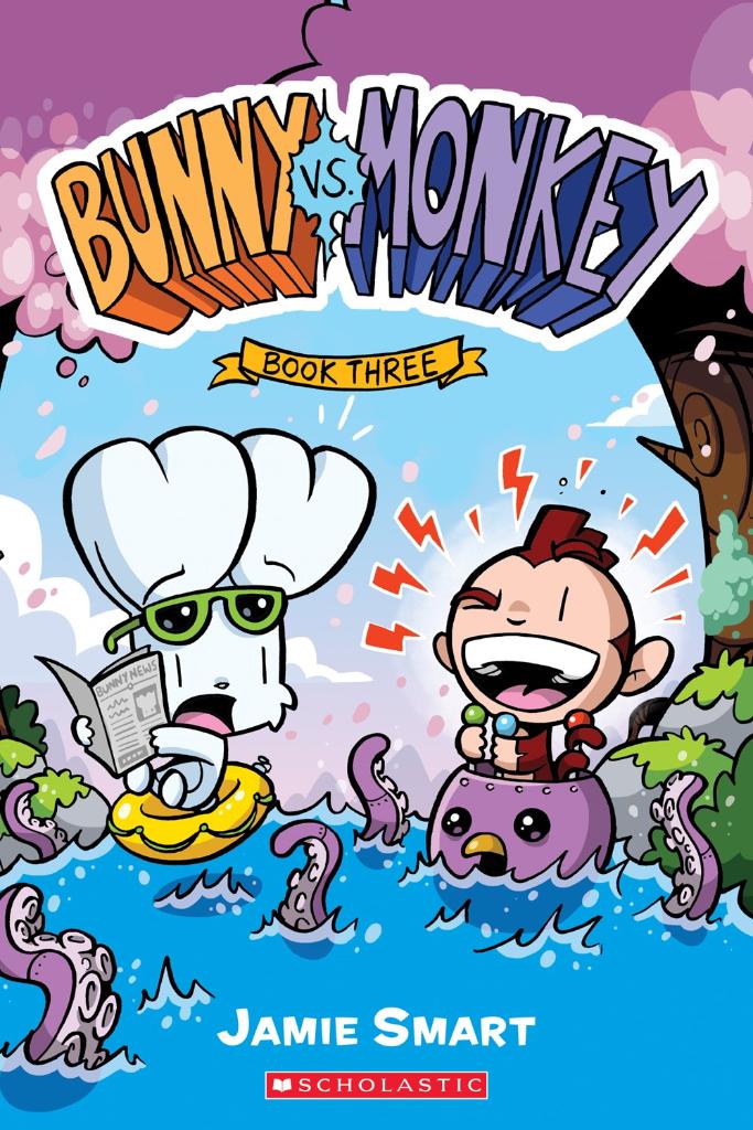 GraphixBooks's tweet photo. Bunny vs. Monkey may be a classic tale of good vs. evil, but that doesn’t mean the pair wants outside antagonists bringing each other down! #GraphixDynamicDuos @jamiesmart @Scholastic @DFB_storyhouse https://t.co/oHRSY5rwQa