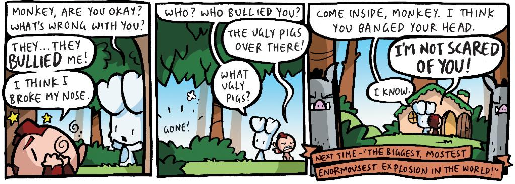 GraphixBooks's tweet photo. Bunny vs. Monkey may be a classic tale of good vs. evil, but that doesn’t mean the pair wants outside antagonists bringing each other down! #GraphixDynamicDuos @jamiesmart @Scholastic @DFB_storyhouse https://t.co/oHRSY5rwQa