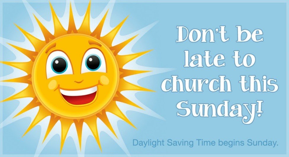 HopeontheBeach's tweet photo. Just a reminder to change your clocks this Sunday for daylight saving time! Don't be late to church! https://t.co/RLepRWtw67