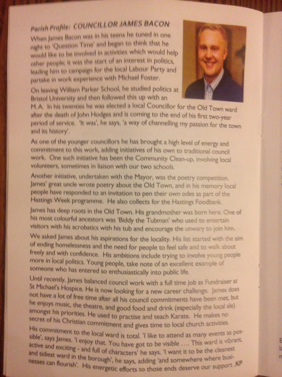 BaconBoy1989's tweet photo. Here is a really lovely #ParishProfile written about me after my recent interview with Keith Pound for the @HastingsOldTown #ParishNews for this month. #WardCouncillor #OldHastings. https://t.co/o3IEXFT5ef