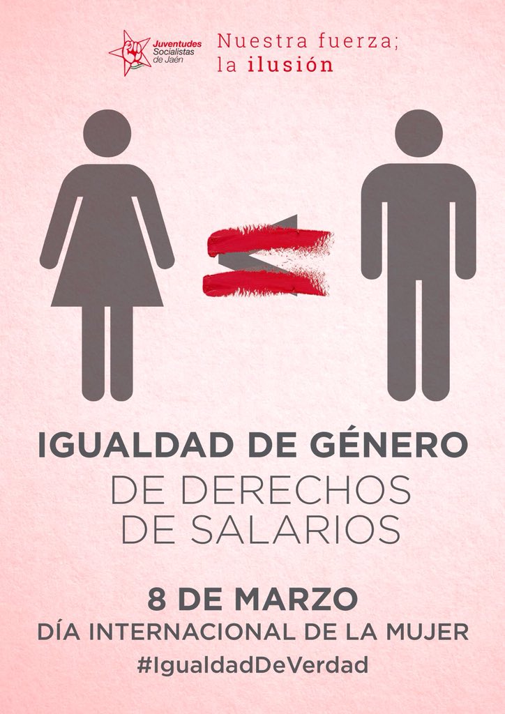 JSAJaenCep's tweet photo. Este 8 de marzo, desde JSA Jaén reclamamos mismos salarios, mismos derechos...una #IgualdadDeVerdad entre hombres y mujeres. https://t.co/HstRDPNXnb