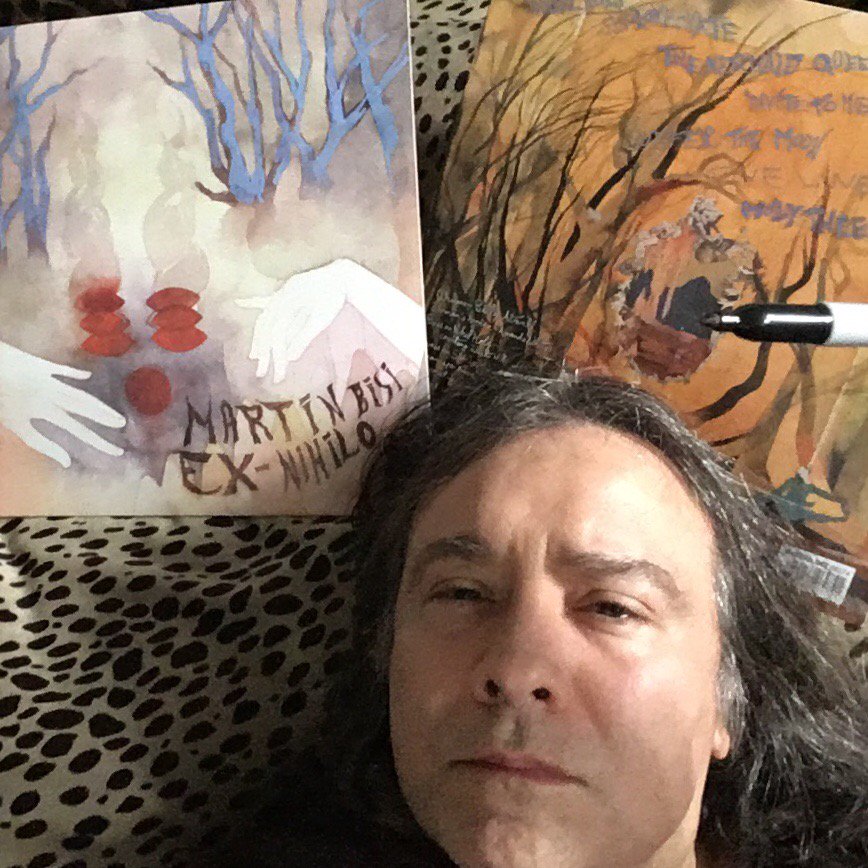 there's another record coming soon. But not to be forgotten,there's only 25 copies of my album Ex Nihilo on vinyl left for sale. In this pic are the front and back-You can get it here: labelship.bandcamp.com/album/ex-nihilo 
each is numbered+signed by me. There'll be no re-issue-this is 'it' :)