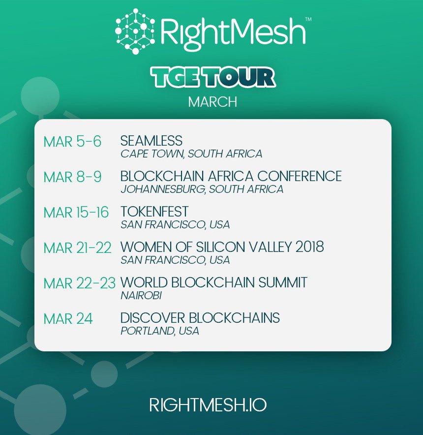 Right_Mesh's tweet image. The #RightMesh #TGE Tour continues! If you are attending one of these conferences, please say “hi” to one of our #Nodebodies. Learn more: ow.ly/9iZf30iNCc5