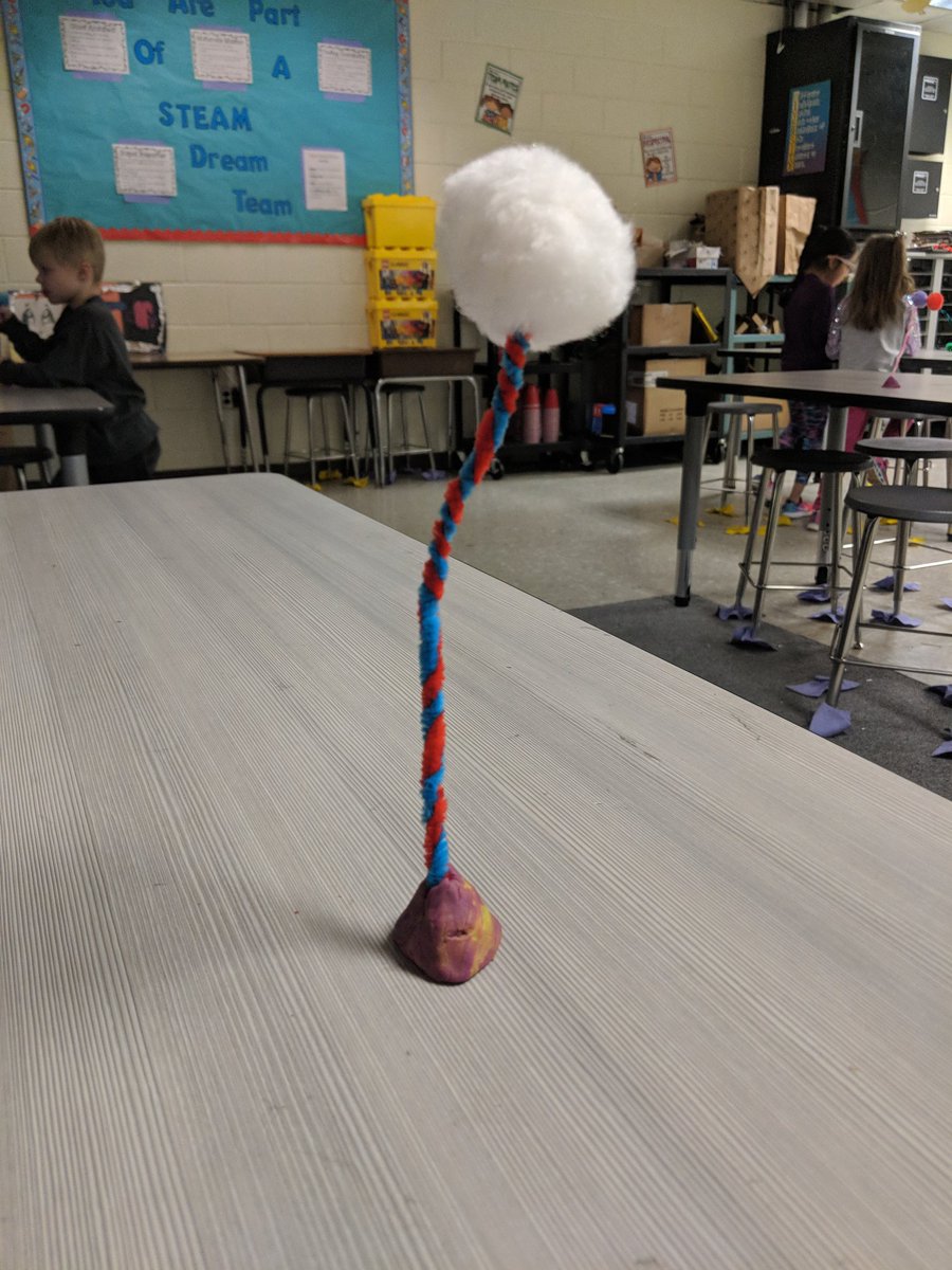MelodyLocher's tweet photo. Celebrating Dr. Seuss by making Truffula Trees! #STEAM #oneccps  @HopkinsRoadES https://t.co/GKlDgZI2a9