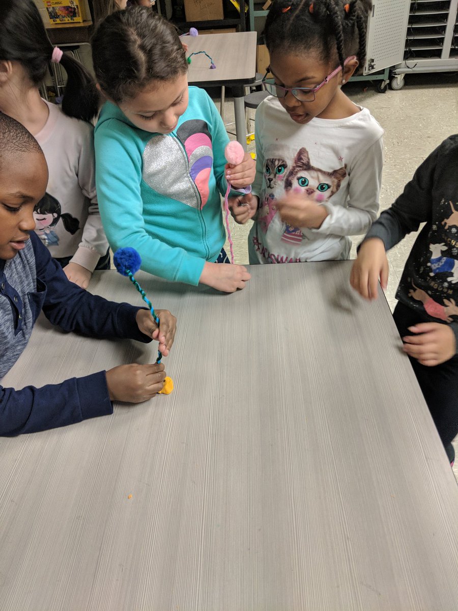 MelodyLocher's tweet photo. Celebrating Dr. Seuss by making Truffula Trees! #STEAM #oneccps  @HopkinsRoadES https://t.co/GKlDgZI2a9