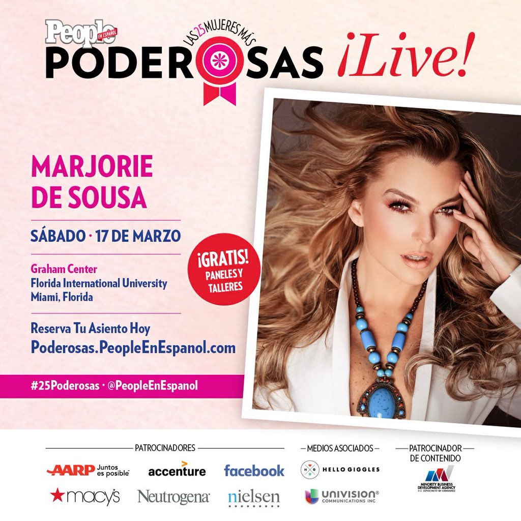 alepalomera's tweet image. @peopleenespanol #25poderosas @MarjoDSousa es una de ellas no te pierdas este gran evento te esperamos !!! Este sábado 17 de marzo en @FIU #miami