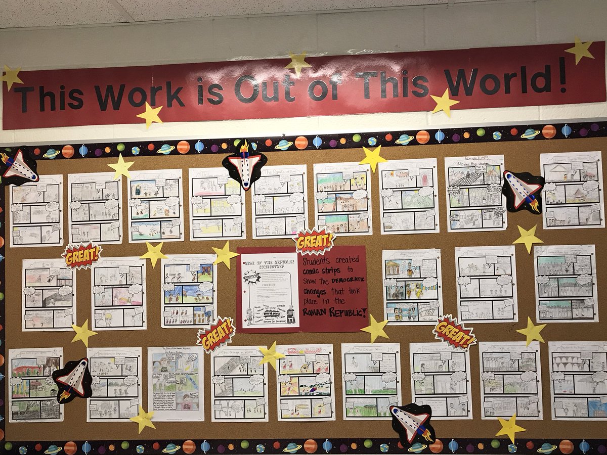 mcpsNBethesdaMS's tweet photo. 6th Gr. Wrld. Stud. students create comic strips to show Dem. changes that took place in the Roman Rep. Thanks-6th Gr. Wrld. Stud. teachers https://t.co/f8nDeMEBzc