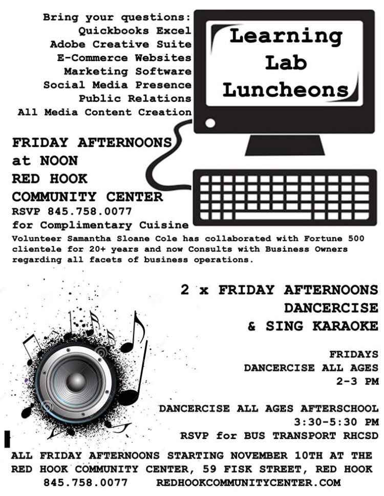RedHookCC's tweet photo. We’re so excited to have our Learning Lab Luncheons every Friday afternoon and we definitely want you to be there!!!! #luncheon #media #fun #rhcommunitycenter https://t.co/tS2ZsEI53S