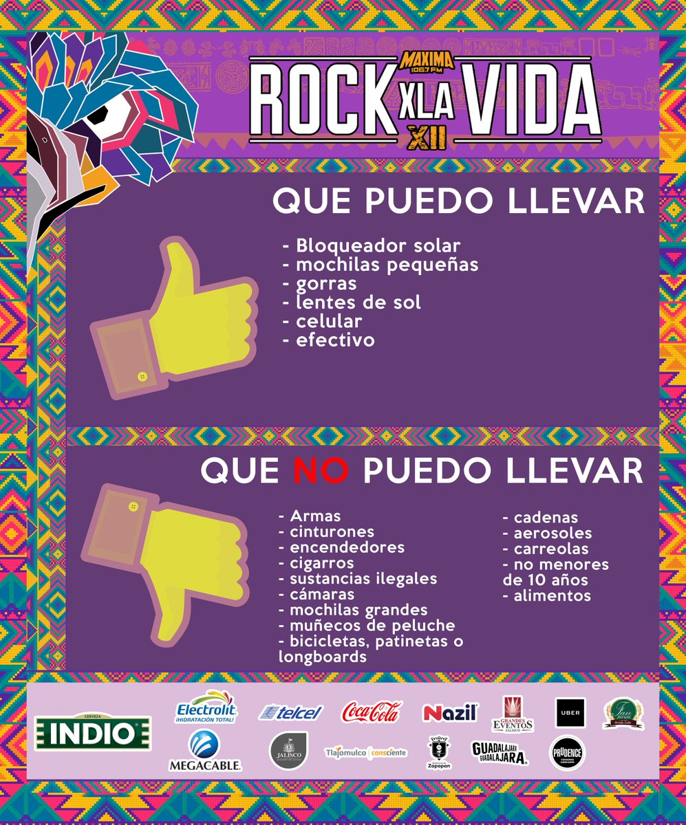 MAXIMA1067FM's tweet photo. Objetos con los que PUEDEN ingresar y objetos con los que NO pueden ingresar.
#MAXIMA1067FM #RockXlaVida12 https://t.co/lJHsCwg7WZ