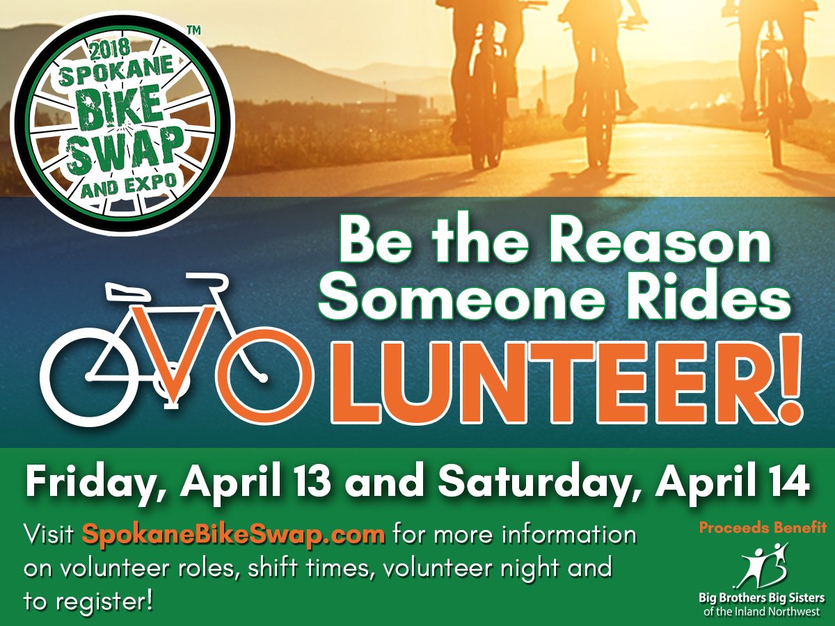 SpoBikeSwap's tweet photo. Be the reason someone rides this summer! Register to be a volunteer at this year's Spokane Bike Swap! https://t.co/vRRE5mWRzm https://t.co/MLPFrEbHGl