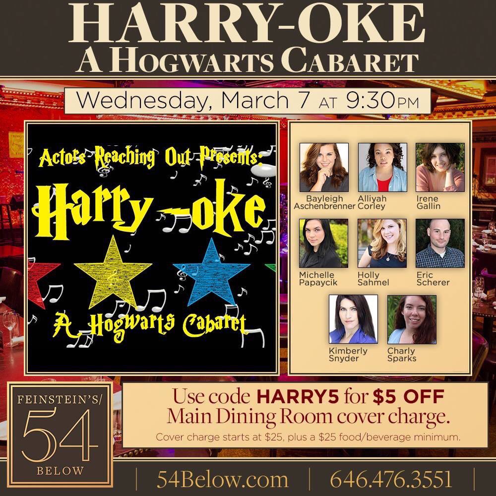 OfficialARO's tweet photo. The show is tonight! Break a leg to the Cast and Crew of Harry-Oke: A Hogwarts Cabaret! #harryoke #newyorkdebut #actorsreachingout  #unexpectedmagic https://t.co/WNnNQjxpba