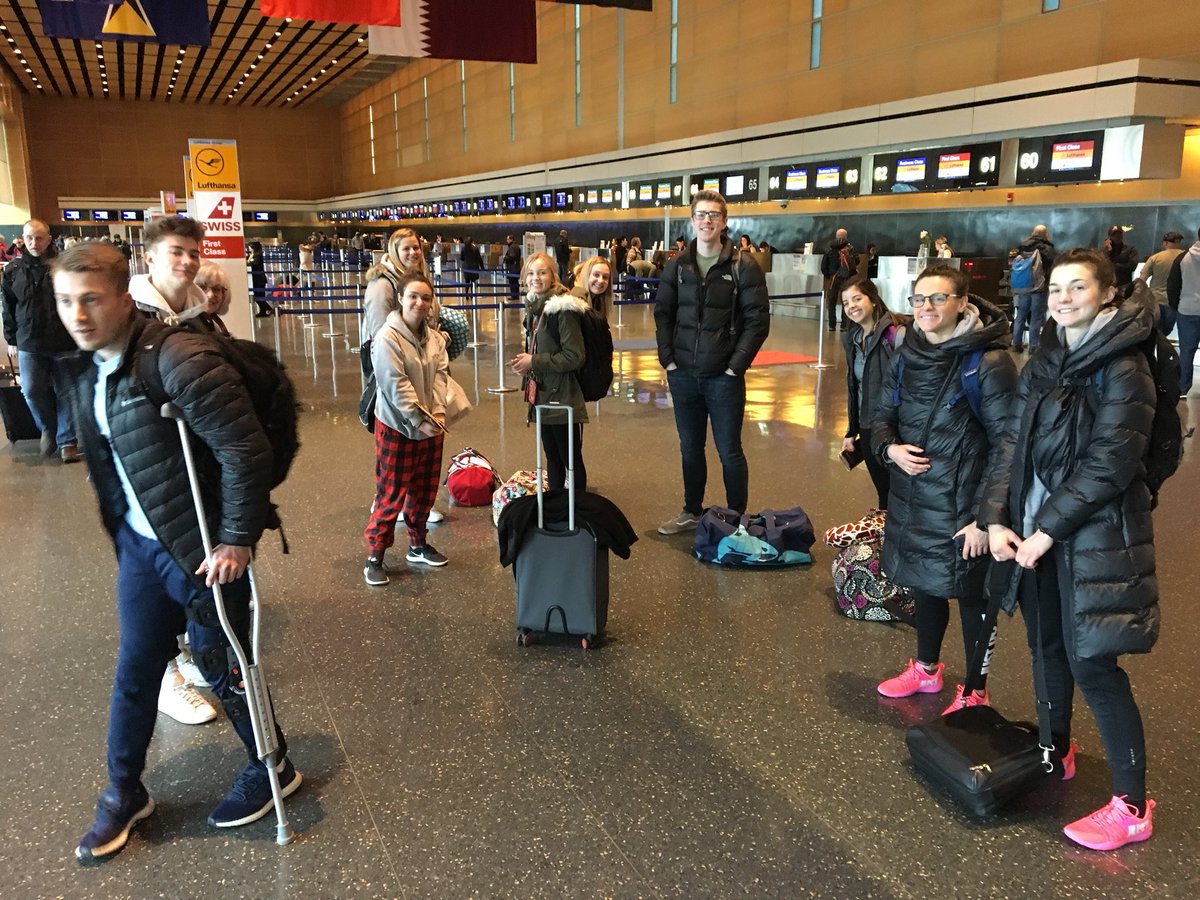 FMM and marketing students at Logan airport waiting to go to Florence. Waiting for the rest of the class to show up. @SNHUBusiness