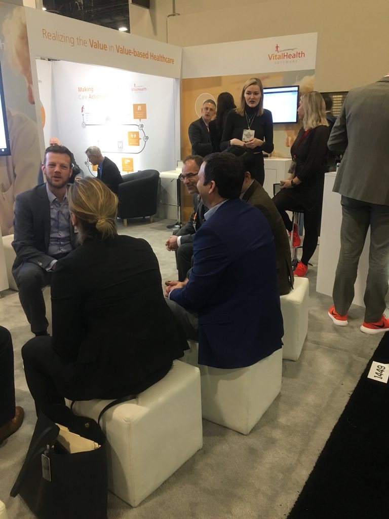 Livingtowrite's tweet photo. @VitalHealthUS kicking off another day at #himss18 talking about patient reported outcomes measurement #PROMs #VBHC https://t.co/5jz6LQfEeZ