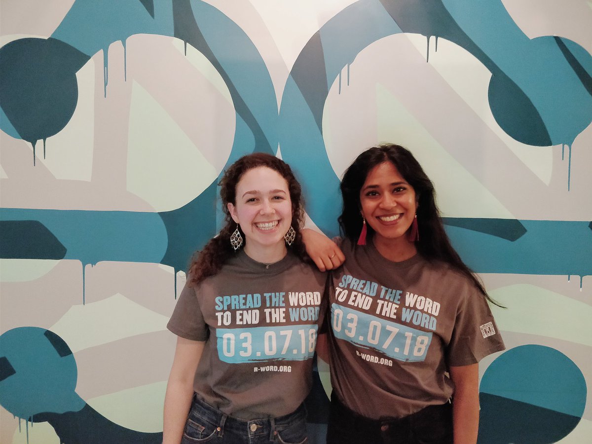 BelongingForum's tweet image. Team members @jessicafarber8 and @Celinenthomas showing their support for @SpecialOlympics and @EndTheWord. Let's all take a stance to foster #respect and #connectedness!  #Rword