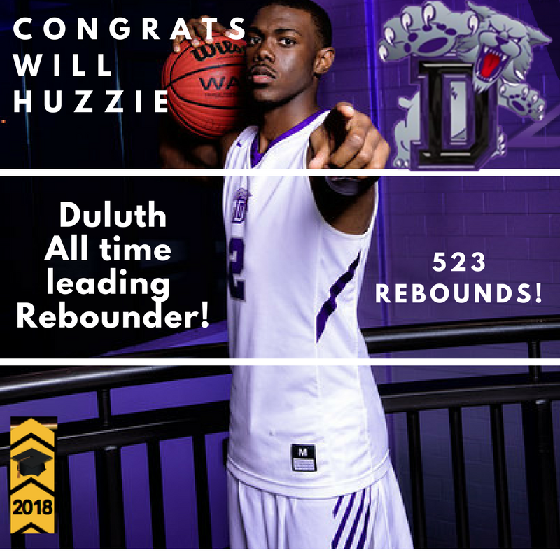 Duluth WildCat News! #Classof2018 Sr #WilliamHuzzie is now the all-time leading rebounder (523) in Duluth High School Boys's Basketball History!  Congratulations Will! #Twosportathlete