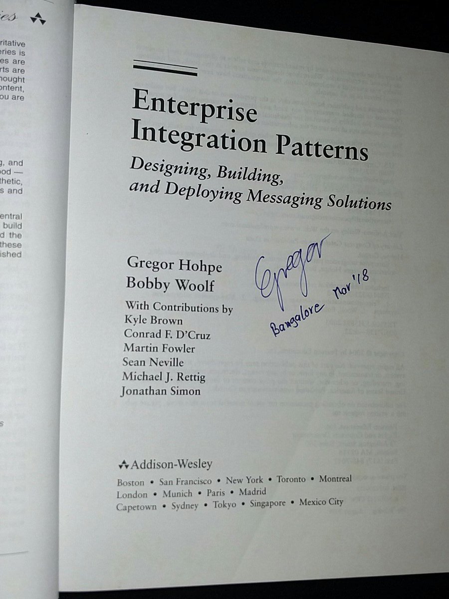 masaldaan's tweet image. Fantastic workshop on Architecting Enterprise Transformation by @ghohpe at @agileindia #AgileIndia2018 plus I got my beloved copy of #EnterpriseIntegrationPatterns signed!