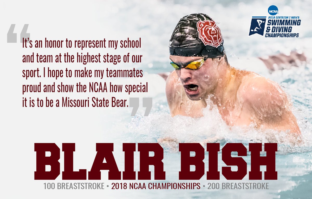 MoStateSwim's tweet photo. 🚨 It's official! Blair Bish will represent Missouri State at the 2018 NCAA Swimming and Diving Championships! 🚨 https://t.co/5f1sY9Hey6