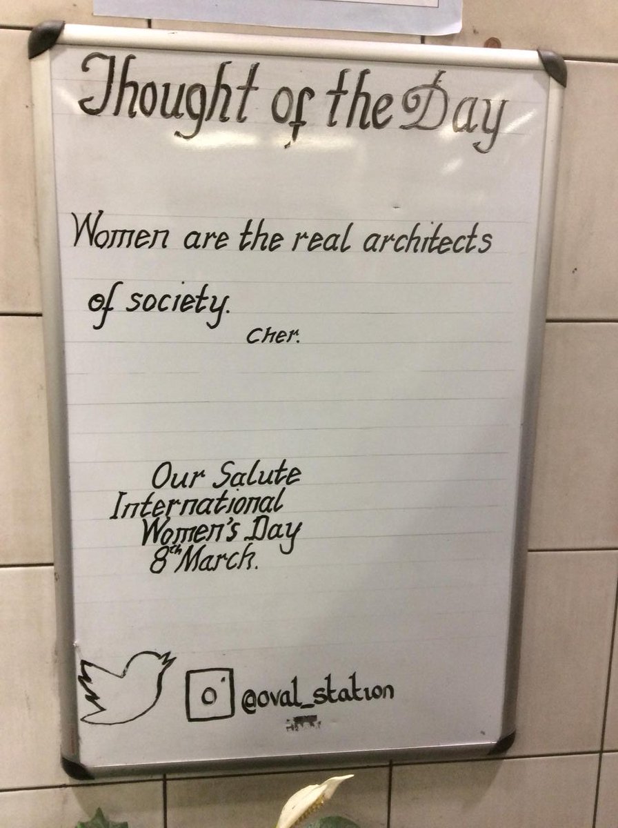 Oval_station's tweet photo. Wednesday 7th March Thought Of The Day From Oval Station @womensday https://t.co/cp8f40znL6