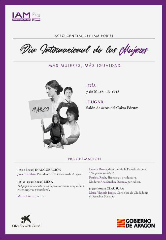 ¿Hacemos más visibles a las mujeres aragonesas del cine?
<a href="/rodapatricia/">Patricia Roda</a> @PaulaOrtiz_Ofi <a href="/Laurasipan/">Laura Sipán</a> <a href="/vickycalavia/">Vicky Calavia</a> <a href="/AlexandraJimzCF/">Alexandra Jiménez CF</a> <a href="/AnaLabordeta/">Ana Labordeta</a> <a href="/MeganMontanerG/">Megan montaner</a> @MirandaItziar <a href="/laugomezlacueva/">Laura Gómez-Lacueva</a> #LuisaGavasa
¿Más? #8M <a href="/IA_Mujer/">Instituto Aragonés de la Mujer</a>