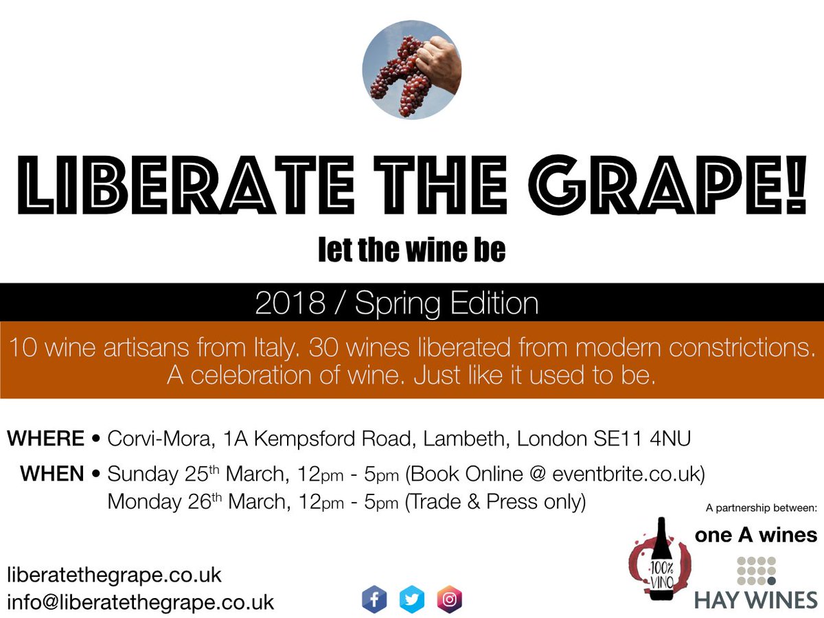 GrapeLiberators's tweet photo. A celebration of wine. Just like it used to be. Will you be joining us? ๐ท @pietrosd @frankstero @fabienlaine @PBMMW @vinesack @linacrepeter @PeterRanscombe1 @TweetaDean @TheWinebird @ajurkiw @SorchaHolloway @amelias_wine @joefattorini @gregsherwoodmw @katehawkings @RealWineGuru https://t.co/TK017lCx6A