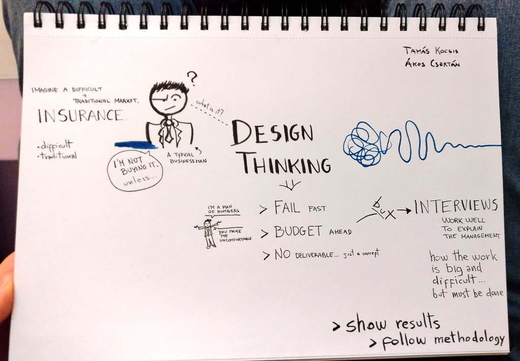 MarcoBuonvino's tweet photo. Tamás Kocsis and Ákos Csertán explain how it is difficult for business to understand #designthinking and the #ServiceDesign methodology. 
It's about putting them back in their comfort zone.
@doersconf @uxbudapest https://t.co/78lg2F4ZC5
